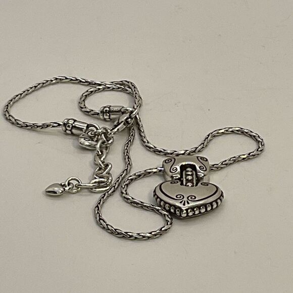 Brighton Cafe Au Lait Silver Played Heart Pendant Necklace - Picture 2 of 5